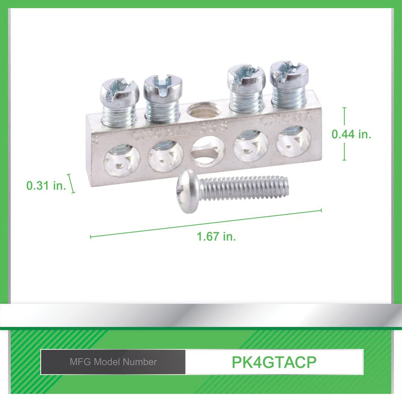 Square D by Schneider Electric PK4GTACP 4 Terminal Ground Bar Kit, Pack of 1, Silver