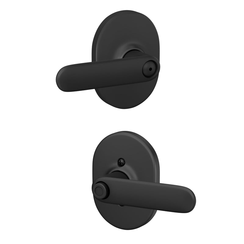 Schlage F40 DAV 622 RMN Davlin Door Lever with Remsen Trim, Bed & Bath Privacy Lock, Matte Black