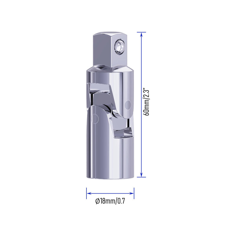 Universal Joint Socket Adapter, 3/8-In Drive CR-V Access Fasteners at Any Angle Swivel Socket, Universal Joint Socket Adapter, Suitable for Narrow Spaces 3/8 inch