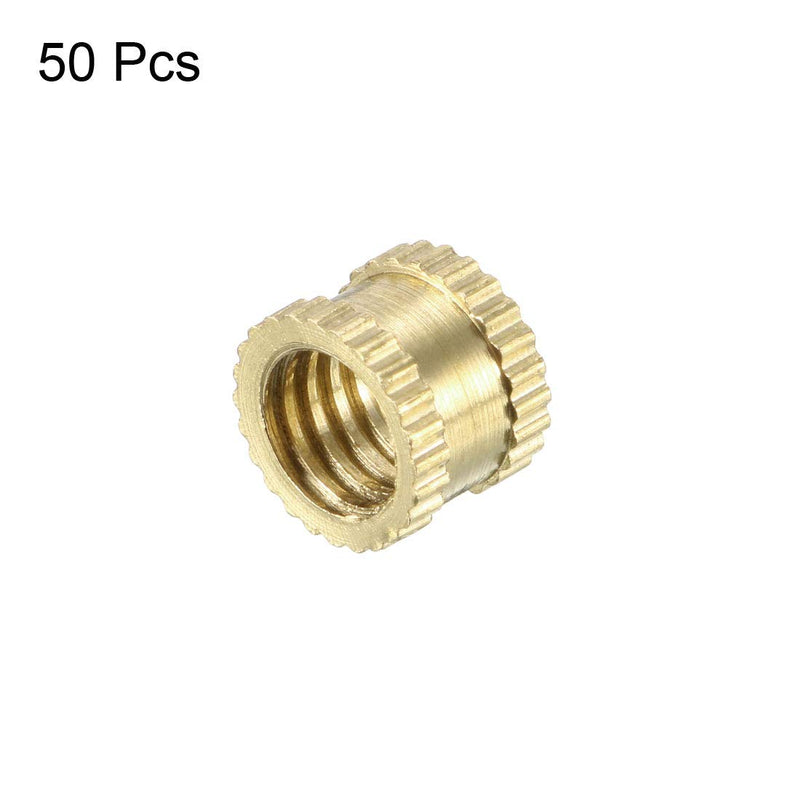 uxcell Knurled Insert Nuts - 50Pcs M6 x 6mm Length x 8mm OD Female Thread Brass Threaded Insert Embedment Nut for 3D Printer M6x6x8mm 50