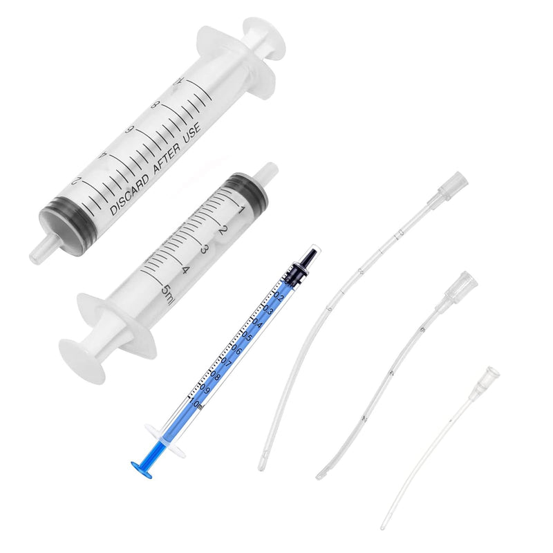 3 Set Bird Feeding Syringe Set with Soft Tubes, Pet Parrot Milk Feeding Syringe, Kitten Puppy Feeder Measuring Tools for Parrot,Dog, Cat, Small Animals (1ml+5ml+10ml)