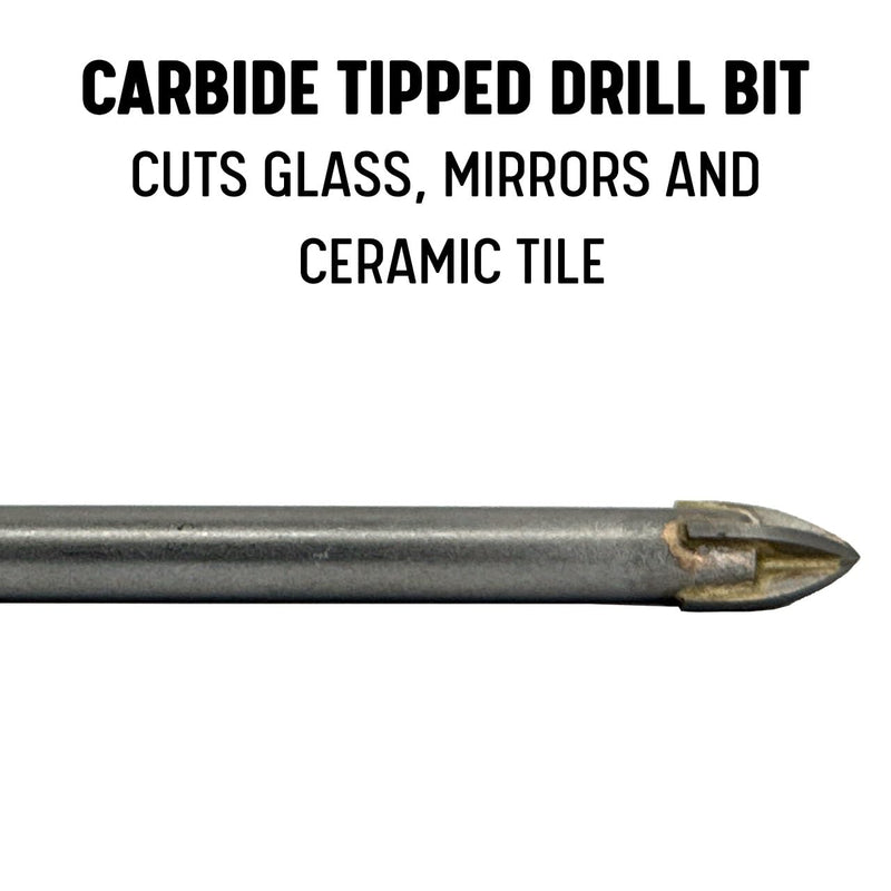 Drill America 5 Piece Carbide Tipped 4 Flute Glass & Tile Drill Bit Set, Sizes 1/8" - 3/8"