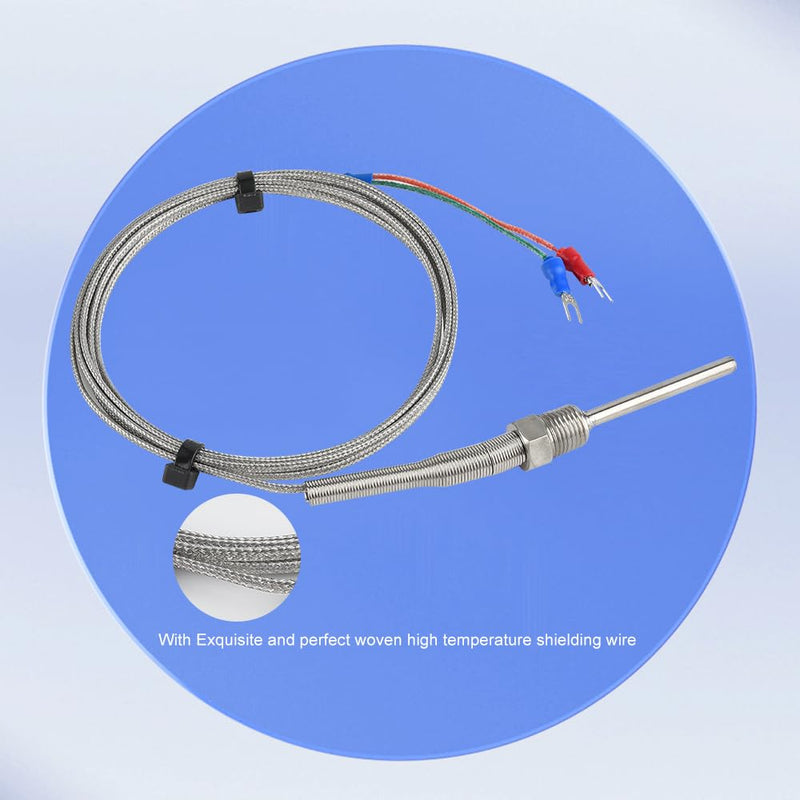 K-Type Thermocouple Temperature Sensors NPT 1/4"(5×50MM)0~600℃，2M/6.6Ft Wire Probe Length Two Wire Stainless Steel Probe Temperature Detector Temperature Gauge 50mm NPT 1/4"