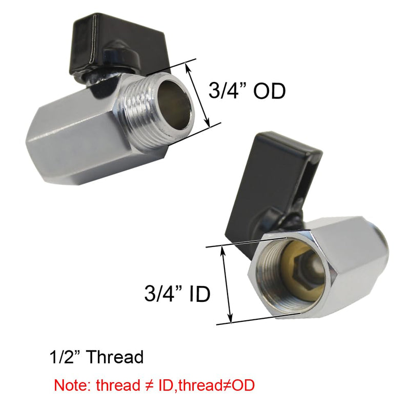 Showerhead Shut Off Valve Brass Chrome Plating Mini Ball Valve 1/2" NPT Female x 1/2" NPT Male Thread Water Flow Control Valve Regulator Chrome Shower Head Flow Control Valve