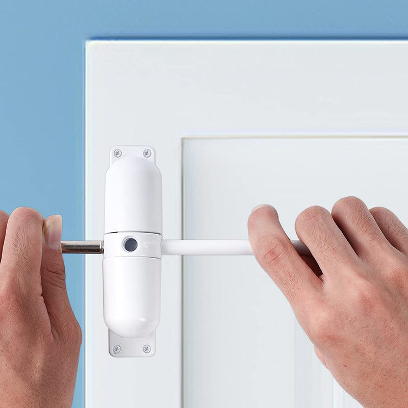Automatic Door Closer, Safety Spring Door Closers - Easy to Install to Convert Hinged Doors to Self-Closing – Diecast Construction-White White
