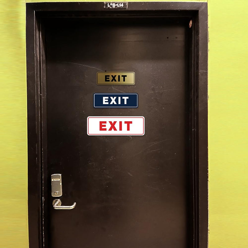 All Quality Standard Exit Wall or Door Sign | Durable Plastic and Easy Installation | Double-Sided Foam Adhesive Tape - Black - Small (1 Pack) 2 x 6" - Small (1 Pack)