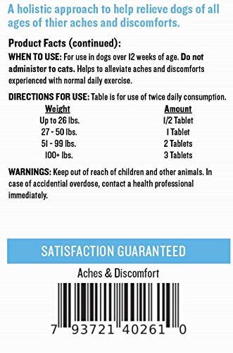 Mendota Pet Aches & Discomfort - 30 Dog Tablets (for Dogs 12 Weeks and Older) - PawsPlanet Australia