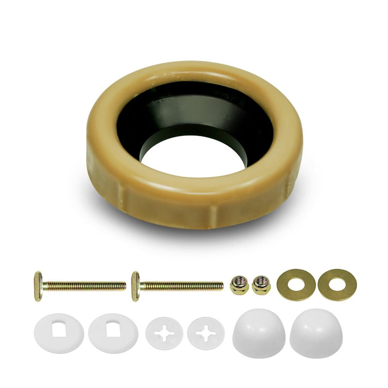 ForeverPRO WRFT02 Universal Extra Thick Toilet Wax Ring Replacement Kit for Floor Outlet Toilet Bowl with Black Rubber Flange Funnel Water Tight Seal Gasket Accommodates 3 Inch and 4 Inch Waste Lines