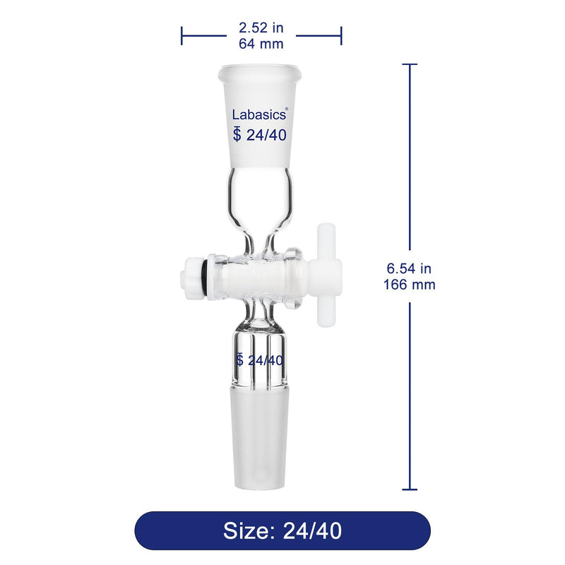 Labasics Vacuum Flow Control Adapter, Borosilicate Glass with PTFE Stopcock, Dual 24/40 Joints for Laboratory Distillation and Gas Control, Chemical Resistant Adapter for Precise Flow Regulation 24/40 Joint
