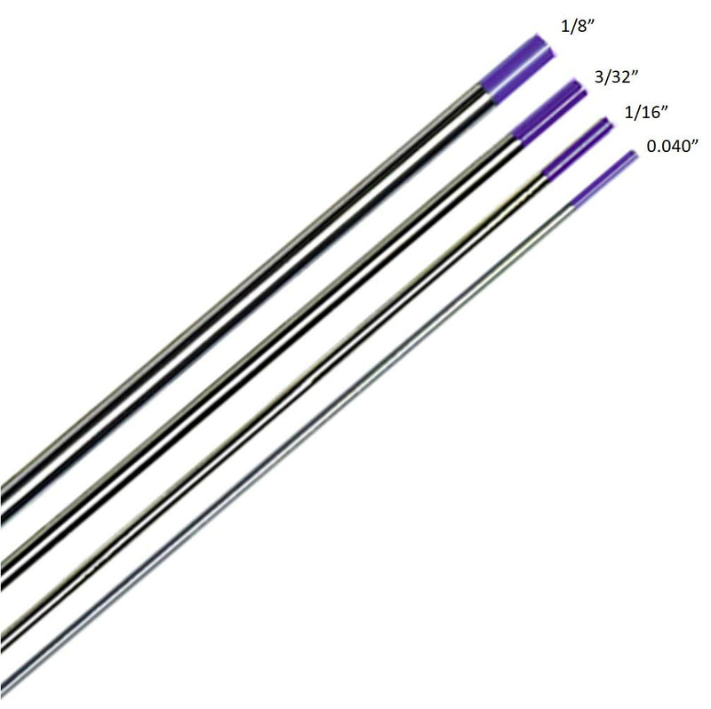 WeldingCity 10-pcs TIG Welding Tungsten Electrode Tri-Element Non-Radioactive (Purple/AWS: EWG) 1/16" x 7" | 10-pk 1/16", 10-pcs