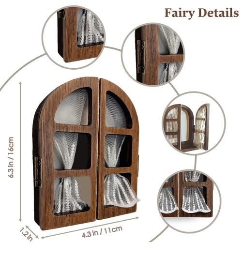 Cute Fairy Door Outlet Cover, Wooden Door Light Switch Cover with Adhesive Tape, Handmade Romantic Fairycore Wall Decor (Brown) Brown