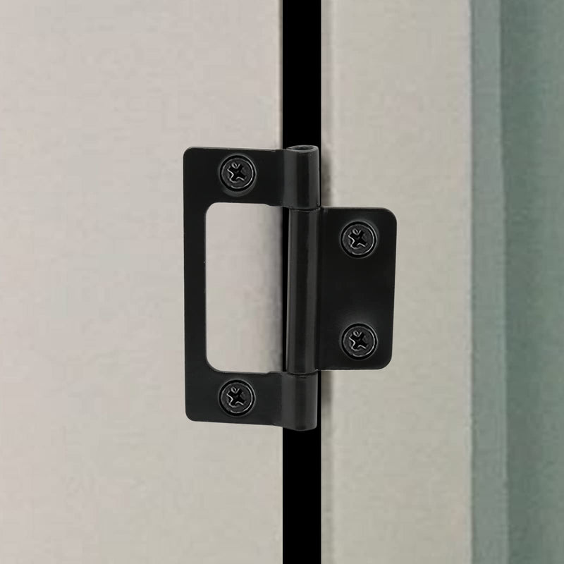 Litoexpe 6 Pcs Non-Mortise Door Hinges, 2 x 0.9 Inch Matte Black Door Hinges, Bifold Door Hinges for Variable Kitchen, Bathroom Black-6 Pcs