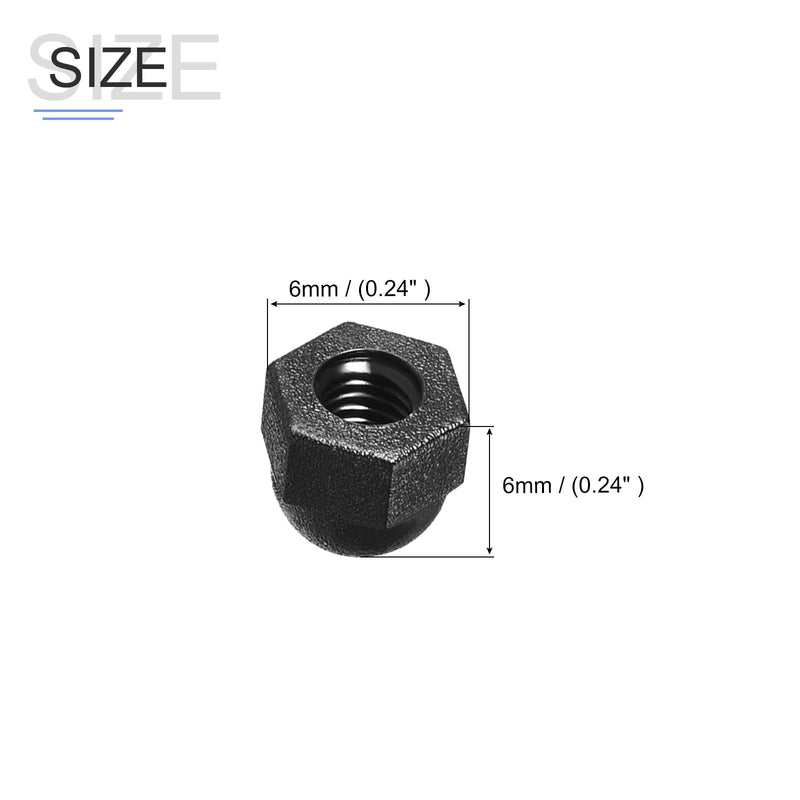 METALLIXITY Acorn Cap Nuts(M3x0.5mm) 20Pcs, Nylon Acorn Dome Cap Head Hex Nuts - for Industrial Mechanical Equipment, Black - NewNest Australia