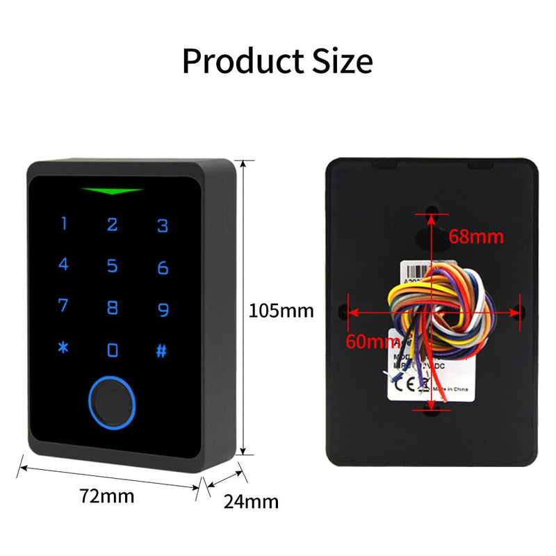 WiFi Access Control Keypad,Fingerprint Controler,125khz Card,Door Lock Opener,Mobile APP Door Keypad,Remote Control Door Lock,Entry Gate Keypad,IP66 Watreproof,1000 User,10pcs Card Free