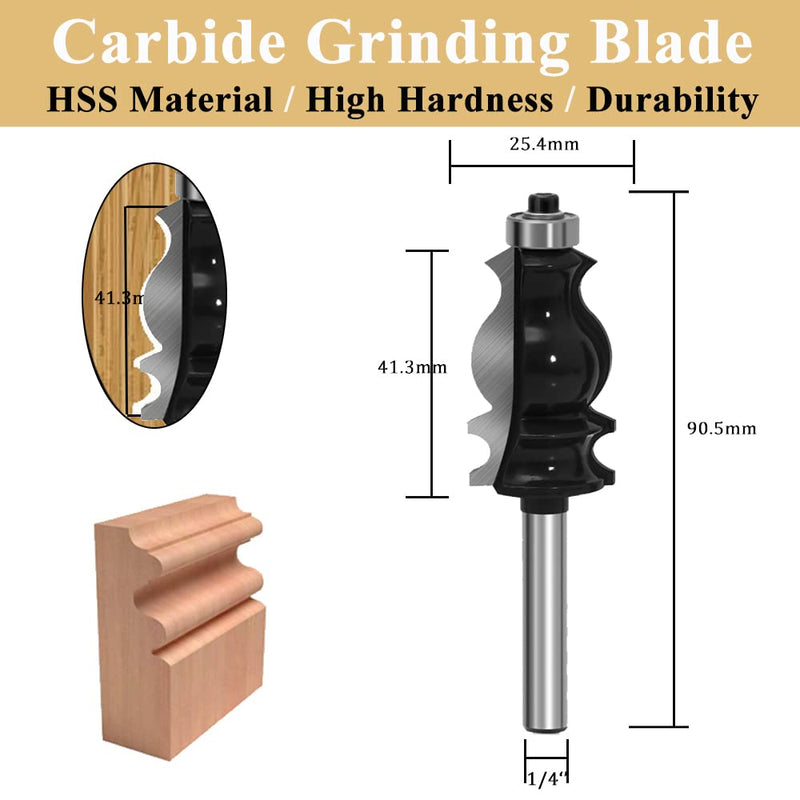 TAIWAIN Router Bit Set 1/4 Inch Shank 5PCS, Architectural Picture Frame Wood Milling Cutter,Rail &Stile Woodworking Miter Carbide CNC Cutting Tool for Cabinet Drawer Door Surfacing(GK1-G) GK1-G