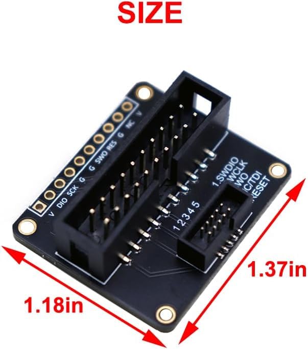 JTAG (2x10 2.54mm) to SWD (2x5 1.27mm) Adapter Board Breakout Board Jtag Debug Board with IDC Ribbon Connector Flat Ribbon Cable Female to Female Length 200mm/7.87in JTAG (2x10 2.54mm) to SWD (2x5 1.27mm)
