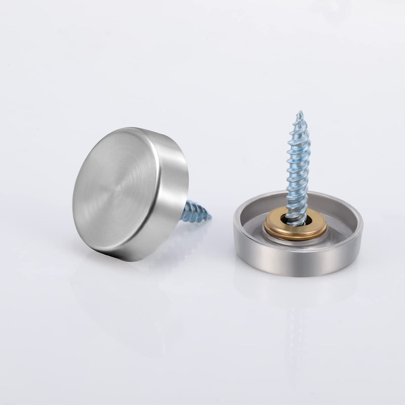 12 Pieces Stainless Steel Screw Cover Cap, 0.63"/16mm Diameter Mirror Decorative Screws with Caps Silver Mirror Screws Fasteners, Sign Advertising Hardware, Nails, Construction,Chrome