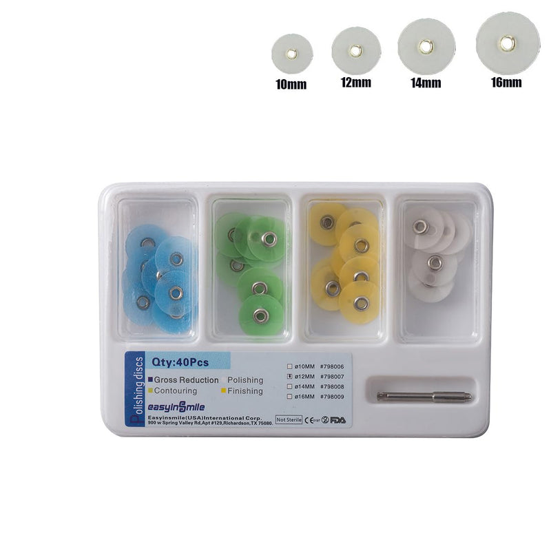 Dental Composite Finishing Polishing Disc 40Pcs Metal Connector Polishing Kit (12MM) 12MM