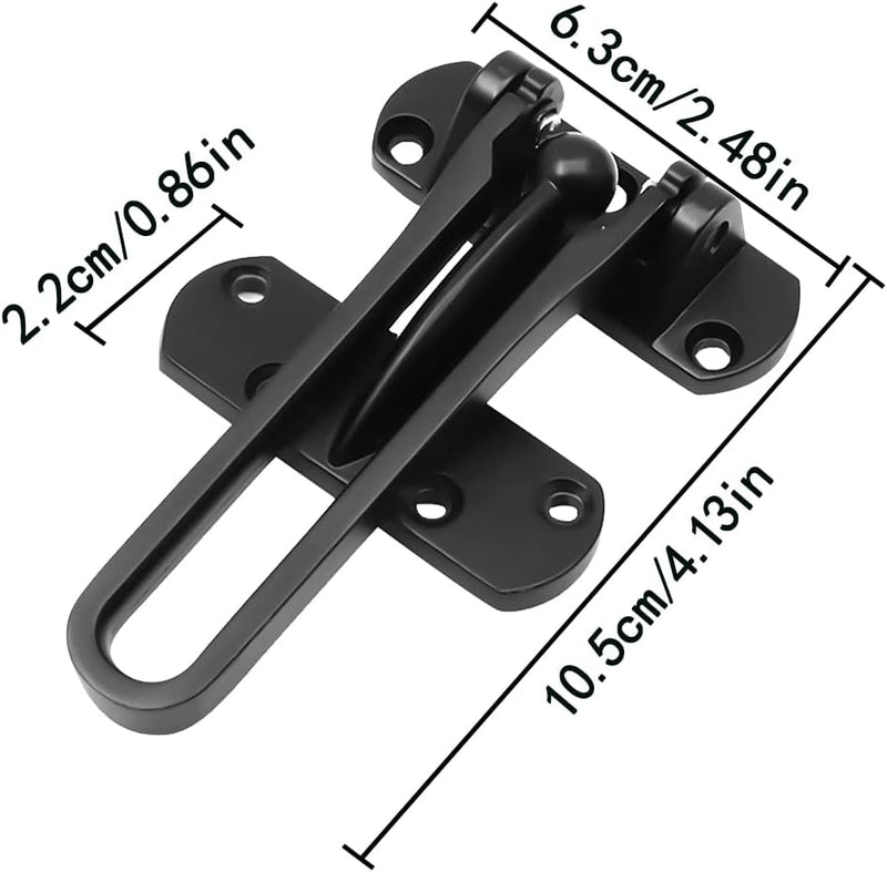 Tidorlou Door Lock Latch for Home & Hotel Security,Brushed Finish Stainless Steel Door Chain Lock,U-Swing Locks Front Door Locks for Kids (Black) Black