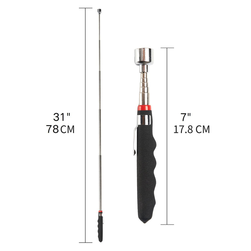 Telescoping Magnetic Pick Up Tool Extendable up to 31"-Pull Force 20 lb - Telescopic Magnet Stick - Useful for Hard-to-Reach,Sink Drains,Mechanic,Automotive Black Telescoping 20LB 1PCS