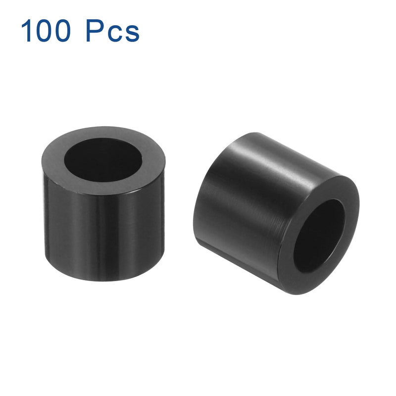 uxcell 100pcs Nylon Round Spacers 4mm ID, 7mm OD, 6mm Height Screws Spacers Without Threaded, Plastic Spacer for M4 Screws, Black