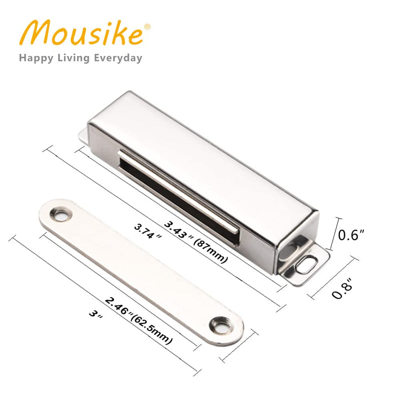 Mousike Magnetic Door Catch，70lb Stainless Steel Cabinet Door Magnets with Strong Magnetic for Kitchen Cupboard Wardrobe Closet Cabinet Door Drawer Latch (3.8"70 lbs(2 Pack)) 70lb-2Pack Silver