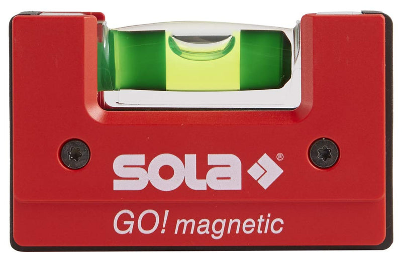 SOLA LSGOM GO! Magnetic Portable Level with Clip and 1 60% Magnified Vial, 3-Inch Magnetic, Pocket-Size