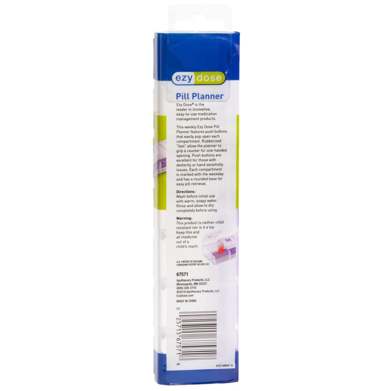 EZY DOSE Weekly (7-Day) AM/PM Daily Pill Organizer, Vitamin Case, and Medicine Container, X-Large Compartments, Arthritis Friendly, Convenient with Effortless Portability, Clear/Purple Lids, BPA Free Purple X-Large 8.75"x2"x1"