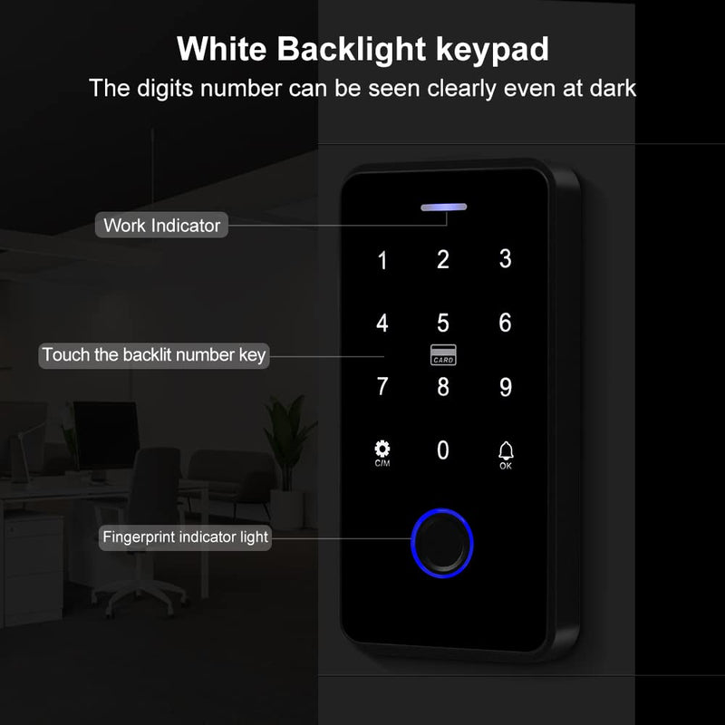 NFC Bluetooth Tuya Access Controller IP68 Waterproof RFID Keypad Fingerprint Biometrics Smart Password Lock System + 10pcs 13.56MHz Keyfobs