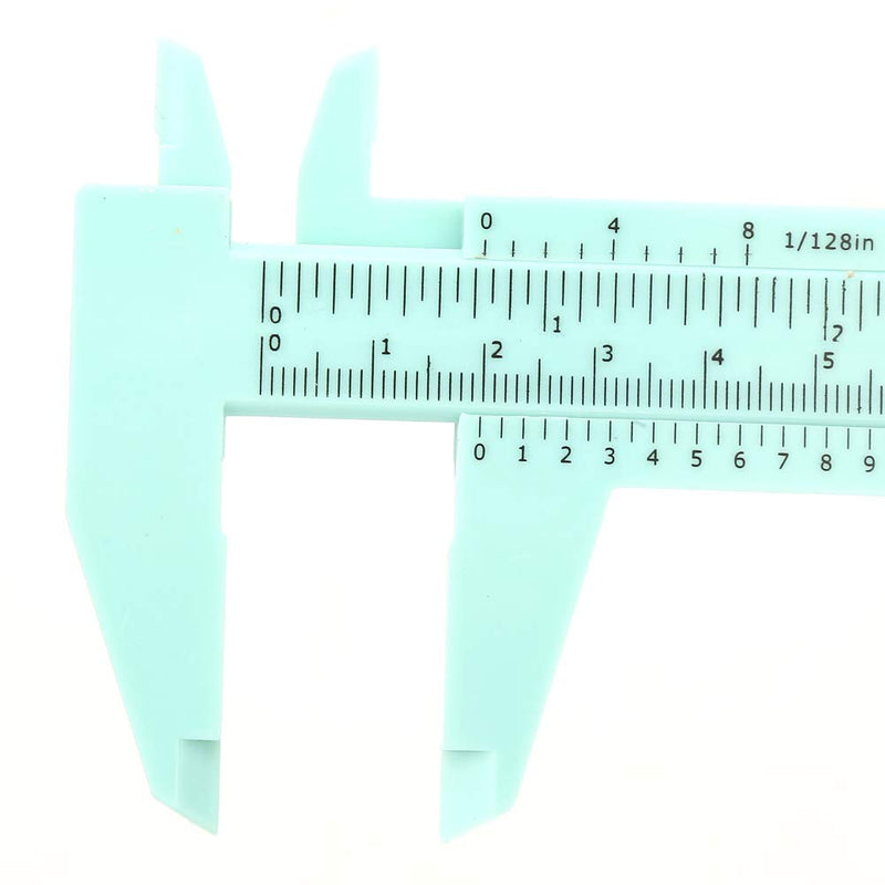 Joyzan Plastic Vernier Caliper, Mini Double Scale Measuring Tool Sliding Portable Gauge Ruler Fast Read Depth 0.05mm Precision Eyebrow Stencil Makeup Student School Office Home Carpentry Jewelry 150mm green