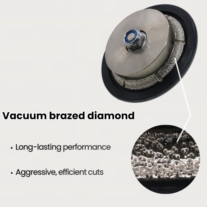 3/16 inch B5 Demi Bullnose Diamond Hand Profile Wheel, Hand Profiler for Granite Marble Countertop Edge Profiling, 5/8-11 Thread, 40/50 Grit