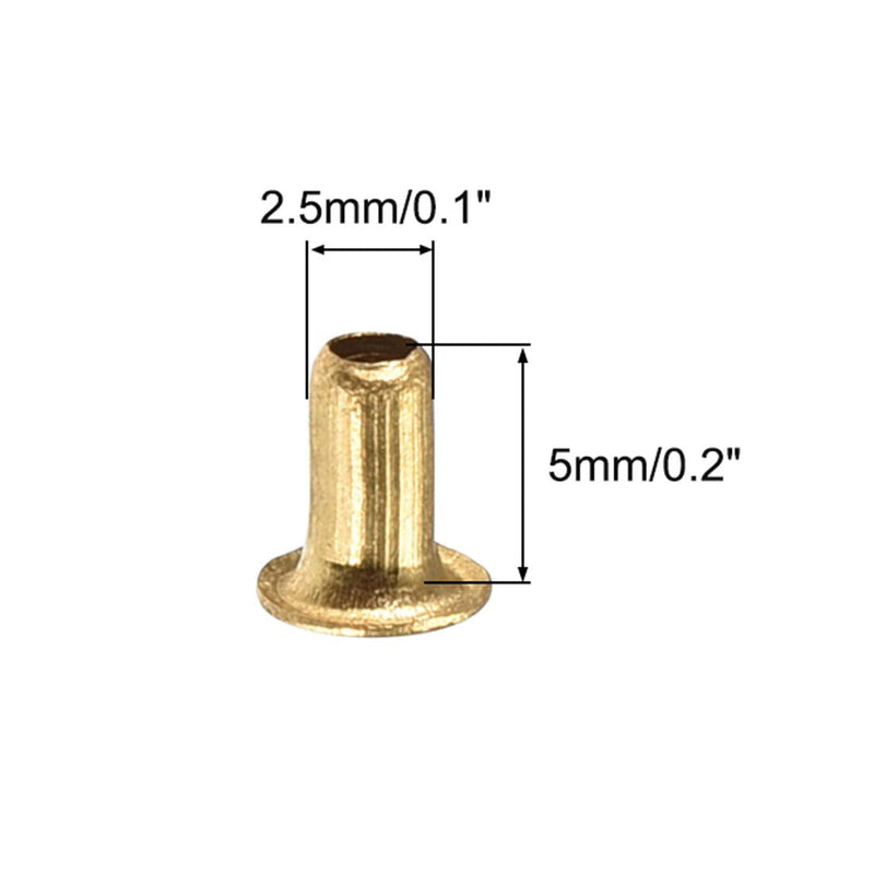 uxcell Hollow Rivet,2.5mm x 5mm Through Hole Copper Hollow Rivets Grommets Double-Sided Circuit Board PCB 200Pcs