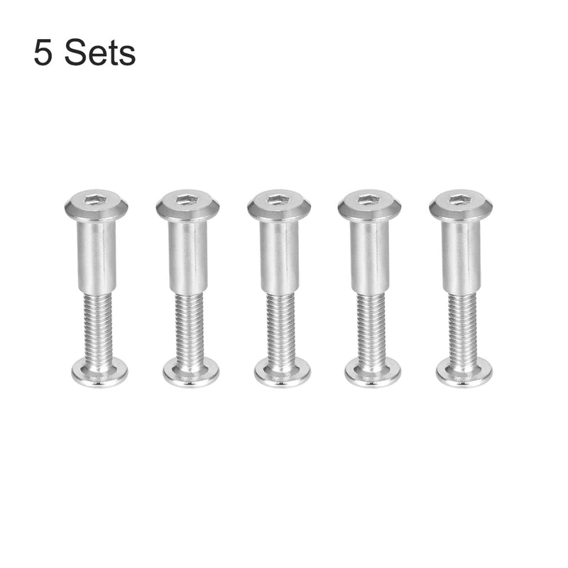 uxcell Screw Post Fit for 5/16"(8mm) Hole Dia, Male M6x20mm Belt Buckle Binding Bolts Leather Fastener Stainless Steel 5 Sets 20mm