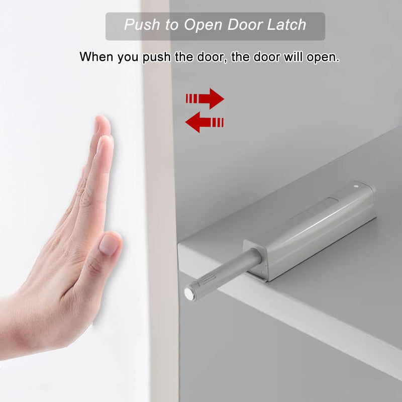 Magnetic Push Latch & Lock ZKRIOC 4 Pack Push to Open Door Latch Cabinet Hardware for Door Touch Latch and Catch Drawer Magnet Push Release Heavy Duty Tip on Closet Close Strong Pop Out Gray