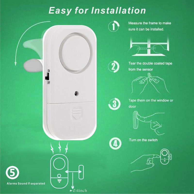 Window and Door Alarm for Kids Safety, 5 Pack Personal Security for Pool, Burglar Alert, Dementia Patients at Home 5pack