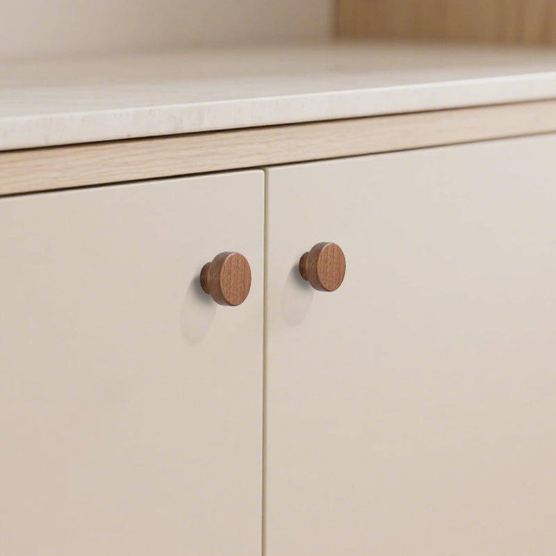 6 Pack Walnut Wood Single Hole Wood Kitchen Pulls Cabinets Furniture Pull for Dresser Wardrobe Cupboard Drawer Knobs 6