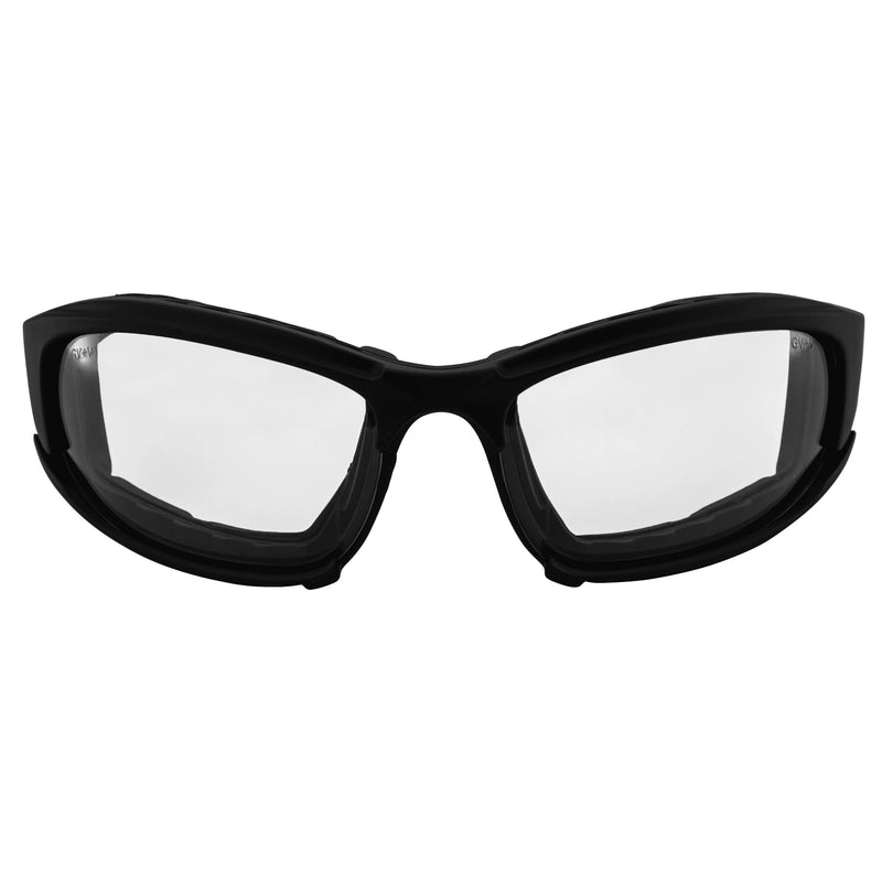 Global Vision Assault 24 Motorcycle Sunglasses Safety Glasses ANSI Z87.1 Convertible to Goggles Foam-Padded Black Frame w/Photochromic Lenses (Clear to Smoke)