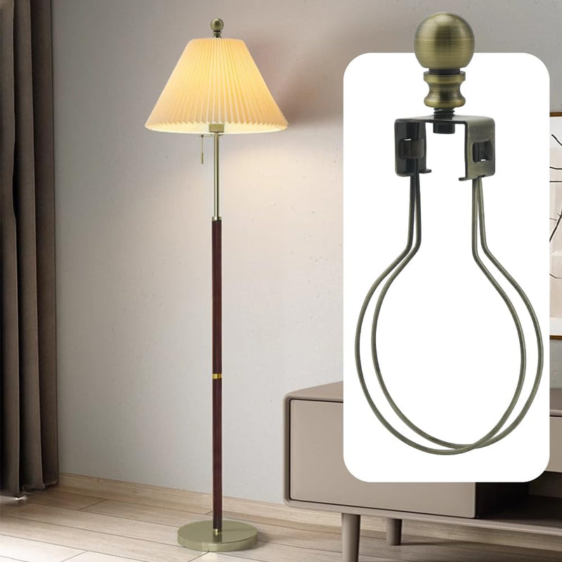 2Pcs Lamp Shade Light Bulb Clip Adapter Kit, Bronze Lampshade Holder Adapter with Round Top Finial, No Harp Required, Clip on Bulb, DIY Replacement Repair Table & Floor Light Metal Parts Metal Ball Finial