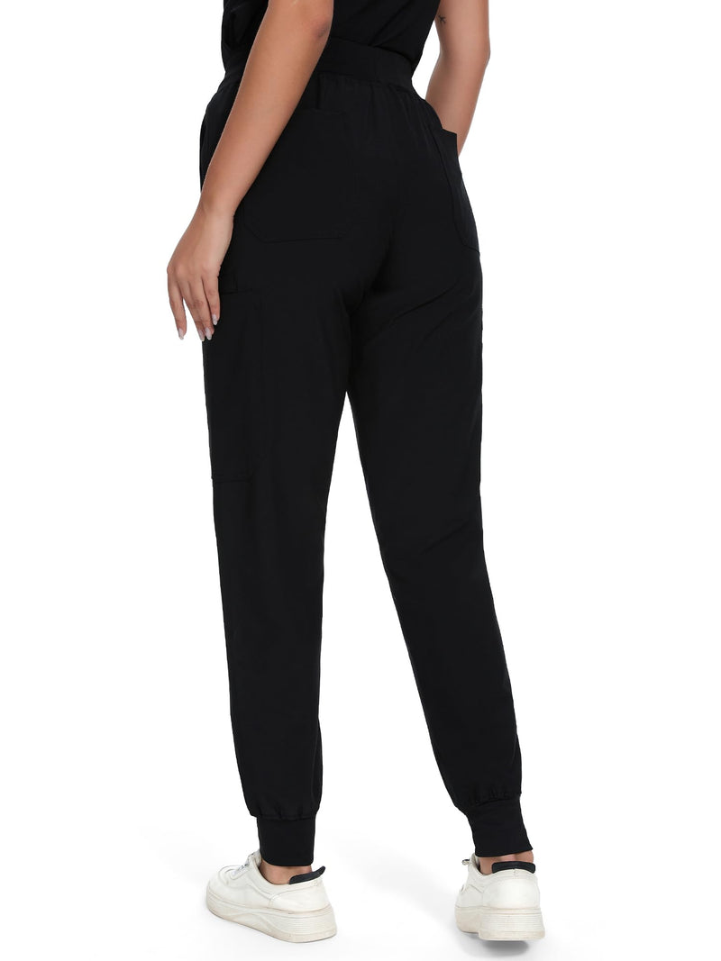 COZYFIT Scrub Pants for Women - Cargo Pants Scrubs with 7 Pockets,Soft Stretch Black Medium