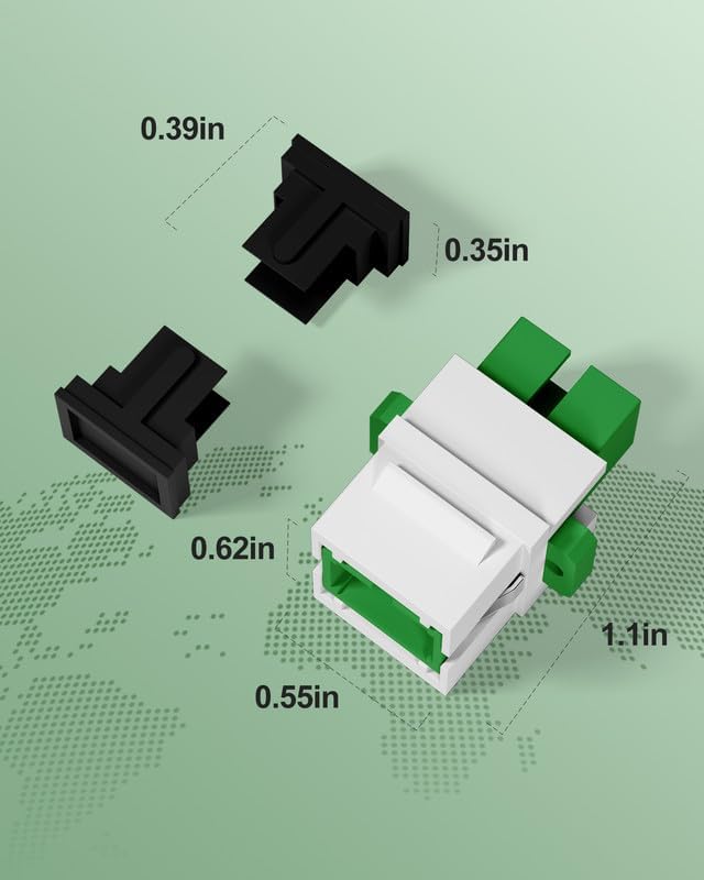 2Pack SC Fiber Optic Coupler Singlemode Keystone Jack for Patch Panels and Wall Plates Fiber Optic Cable Adapter (Grass Green，Angled Physical Contact) SC/APC/Singlemode 2pack