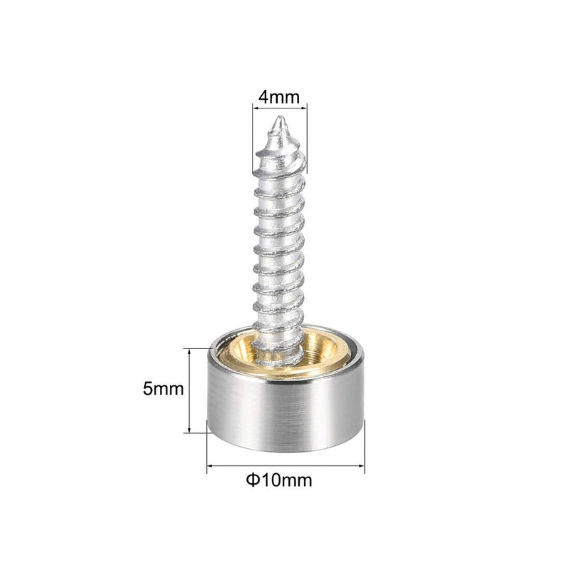 uxcell Mirror Screws Decorative Caps Cover Nails Brushed Stainless Steel 10mm, 4pcs