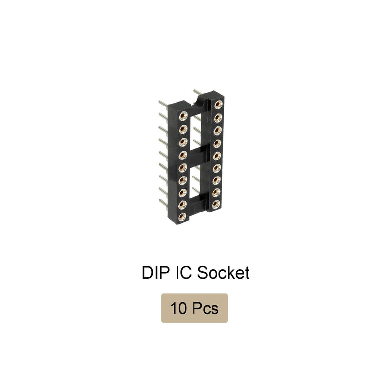 DIP IC Chip Socket Adapter Soldering [for PCB Circuit Board] - 2.54mm Pitch/18 Round Pins/ 10 Pcs