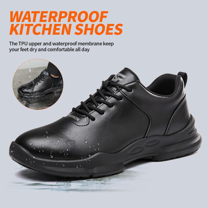 Steel Toe Shoes for Men,Non Slip Lightweight Work Shoes,Construction Industrial Work Boots,Comfortable Breathable Safety Steel Toe Sneakers for Men. 9.5 Amz105-black
