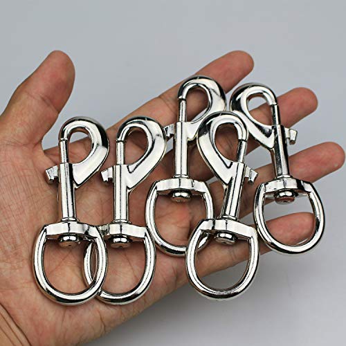5pcs 3.5'' by 1/2-Inch Round Steel Swivel Eye Bolt Snap Hook - Use for Pet Leash Flag Pole Key Chain Clothlines Tarp Cover,Nickel Plated (3.5",5pcs)