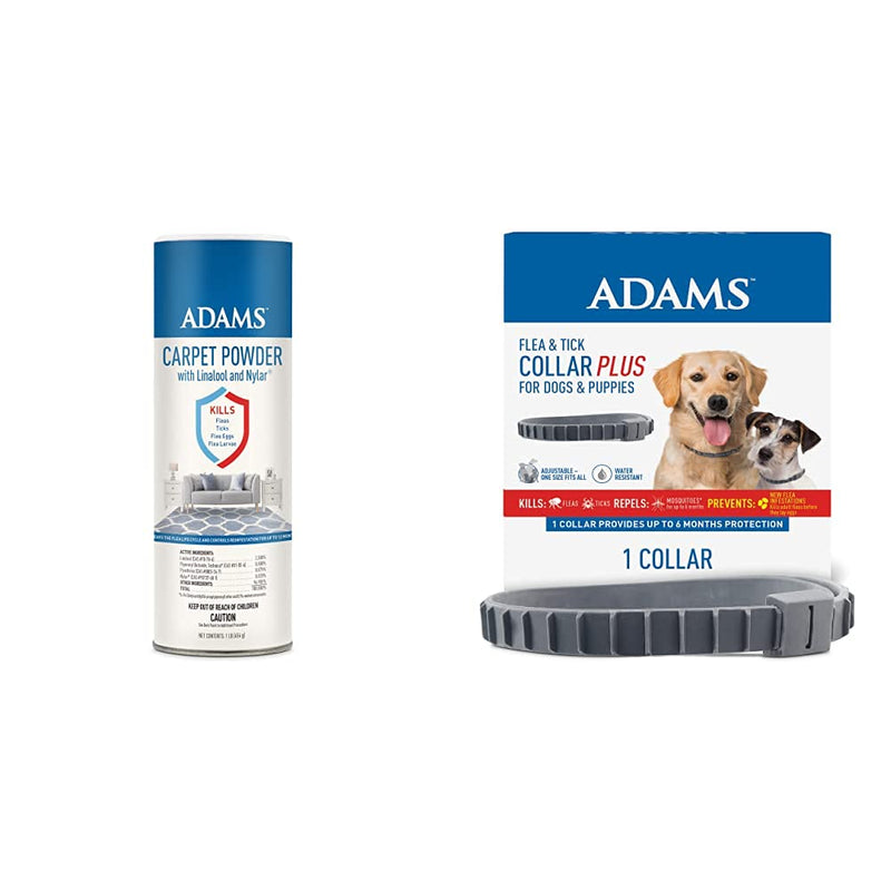ADAMS Carpet Powder + Flea & Tick Dog Collar Collar Bundle