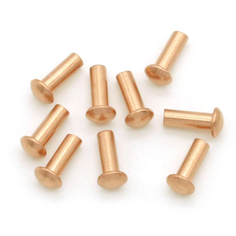 100 Pieces Round Head Solid Rivets Fasteners Copper Rivets (M3x8) M3x8