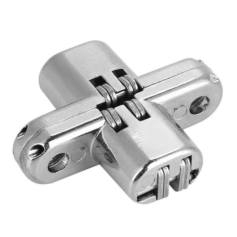 2pcs 180 Degree Hidden Hinges, Zinc Alloy Invisible Concealed Cross Door Hinge Easy Installation Furniture Cabinet Kit (XS)