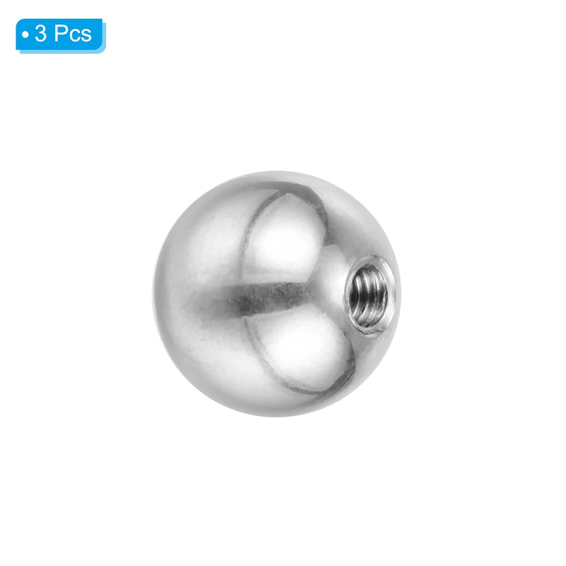 PATIKIL M4x15mm Ball Nuts Knob, 3 Pack Female Thread 304 Stainless Steel Round Blind Hole Screw Cap Cover for Lighting Machinery DIY Decoration, Silver