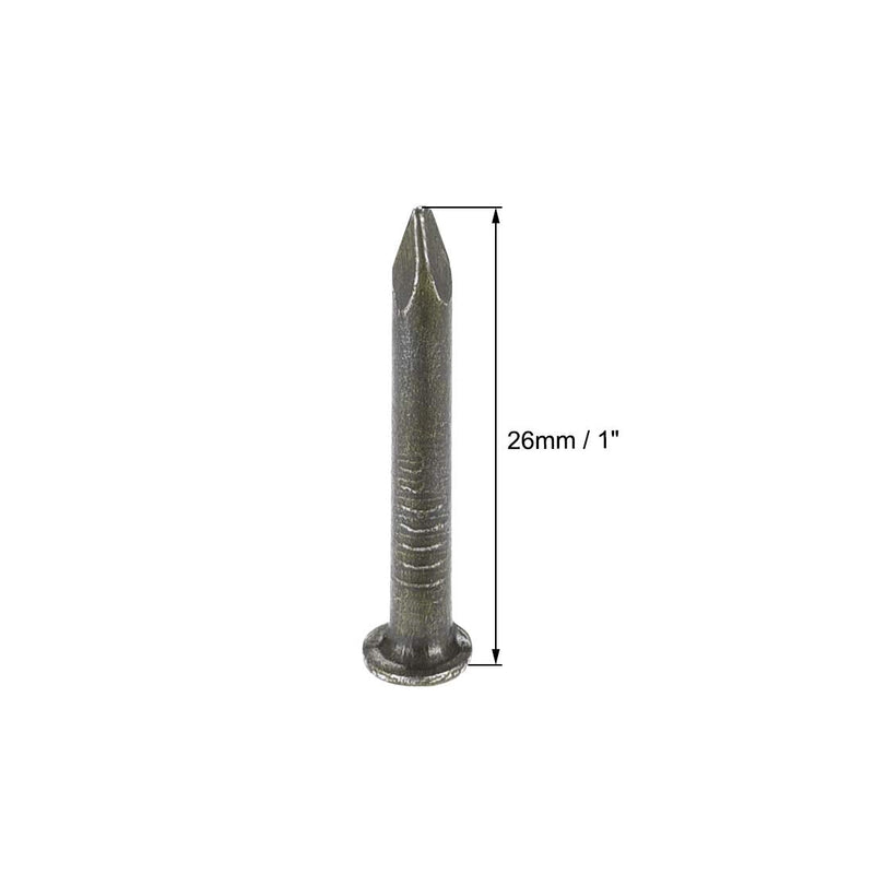 uxcell Hardware Nails Carbon Steel Point Tip Wall Cement Nail 26mm(1") 3mm Rod Dia Bronze Tone 100pcs