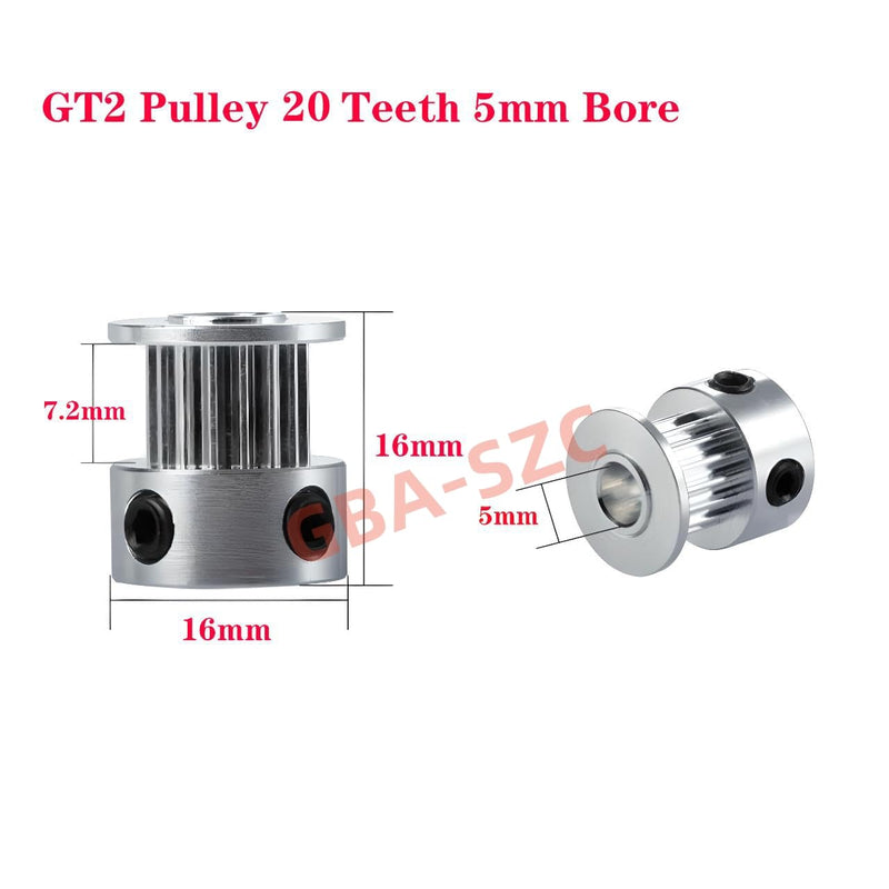 GT2 Pulley 20 Teeth 5mm bore Width 6mm Aluminum 20T Pulley Wheel for 6mm Width GT2 Timing Belt for 3D Printer,CNC (10pcs) Timing Pulley 20-5-Timing-for 6mm